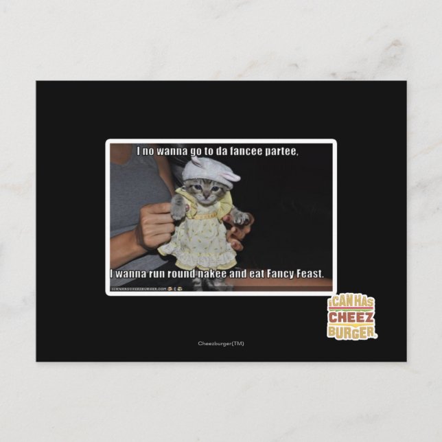 Jag vill inte åka till en fancee-partyt vykort (Framsida)