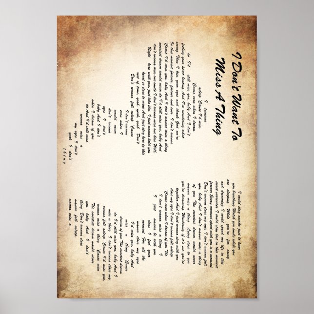 Jag vill inte missa en Sak man Dam par Sång Poster (Framsidan)