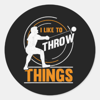 Jag vill kasta Sak Hammer Thrower Hammer Runt Klistermärke