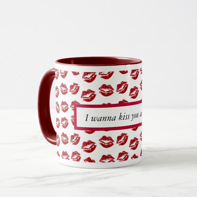 Jag vill kyssa dig över Lipstick Kiss Mugg (Framsida vänster)