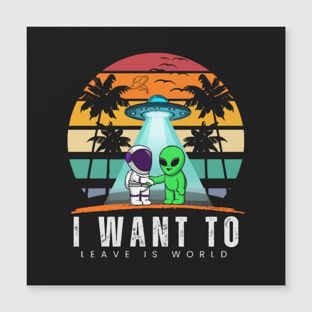 Jag vill lämna är världen Alien Vintage Sunset (Framsida)