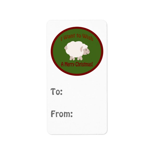 Jag vill önska får en glad jul tag adressetikett (Framsidan)