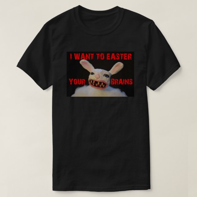JAG VILL PÅSK DIN BRAINS ZOMBIE BUNNY TRÖJA (Design framsida)