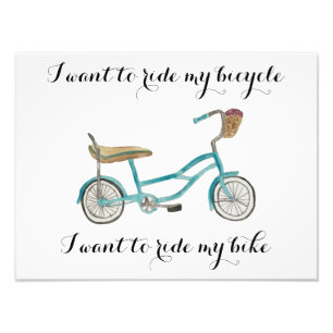 Jag vill rida min bike Bicycle Illustration Fototryck
