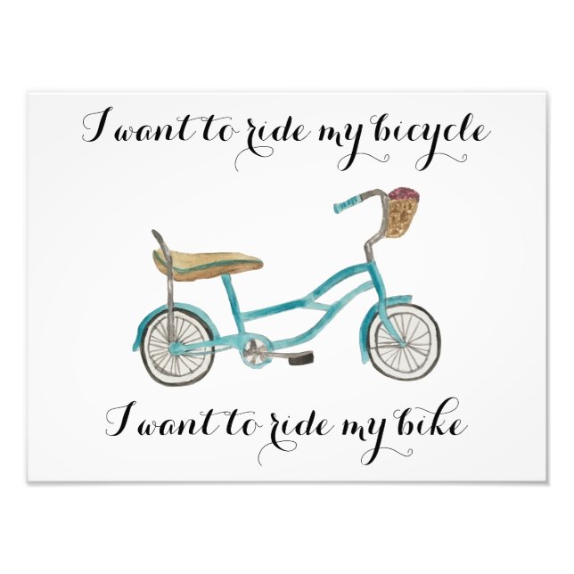 Jag vill rida min bike Bicycle Illustration Fototryck (Framsidan)