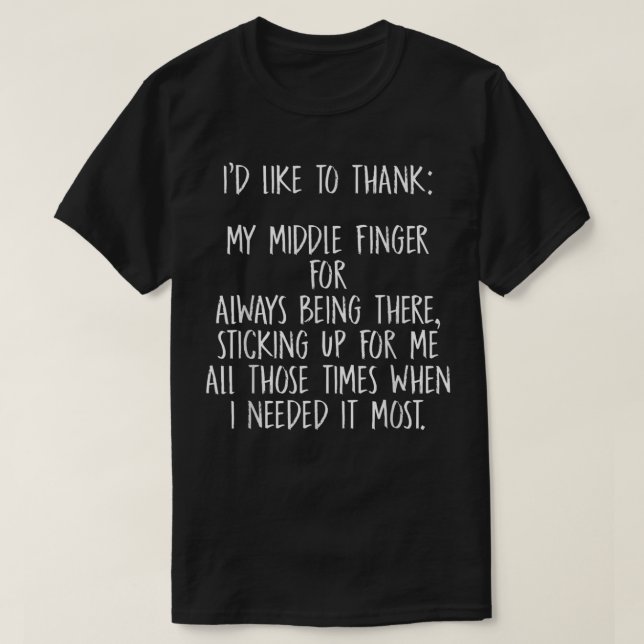 Jag vill tacka Mitten Finger T Shirt (Design framsida)