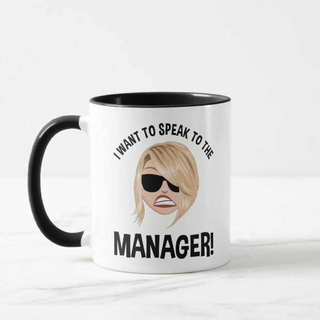Jag vill tala med chefen! Karen Meme Mugg (Vänster)