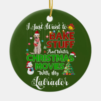 Jag vill titta på julfilmer med labrador julgransprydnad keramik