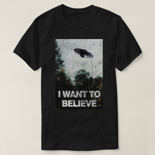 Jag vill tro på område 51 UFO Alien Abduction pull T Shirt (Design framsida)