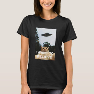 Jag vill tro på UFO Funny Cat Selfie T Shirt