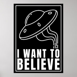 Jag vill tro - UFO-rymdskepp (Vita) Poster