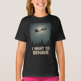 Jag Vill Uppföra Mig – Vintage Mörk Tomte Silhuett T Shirt