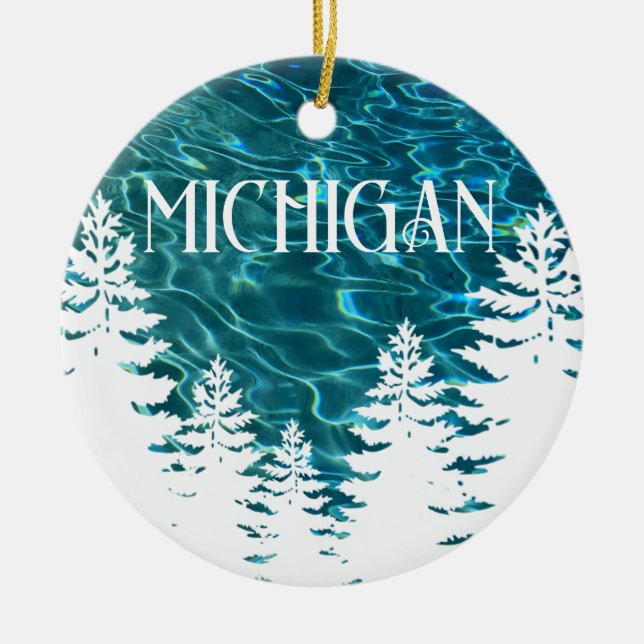 Jag vill verkligen tacka Michigan-anpassadets text Julgransprydnad Keramik (Framsidan)