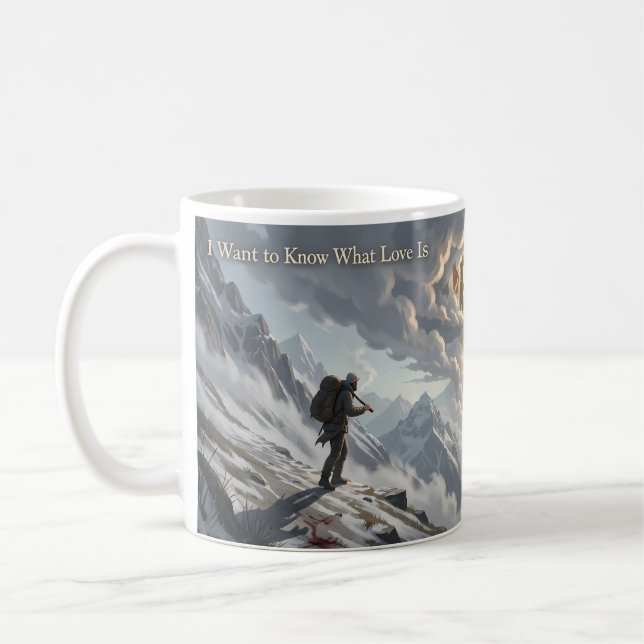 Jag vill veta vad kärlek är bergmugg kaffemugg (Vänster)