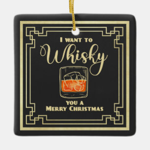 Jag vill whisky ett god jul-kort julgransprydnad keramik