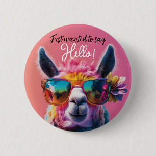 Jag ville bara säga att Hej färglös Llama-design Knapp