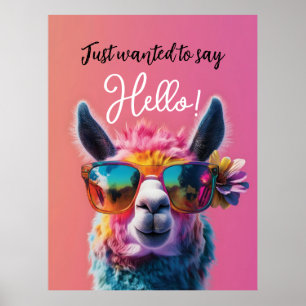 Jag ville bara säga att Hej färglös Llama-design Poster