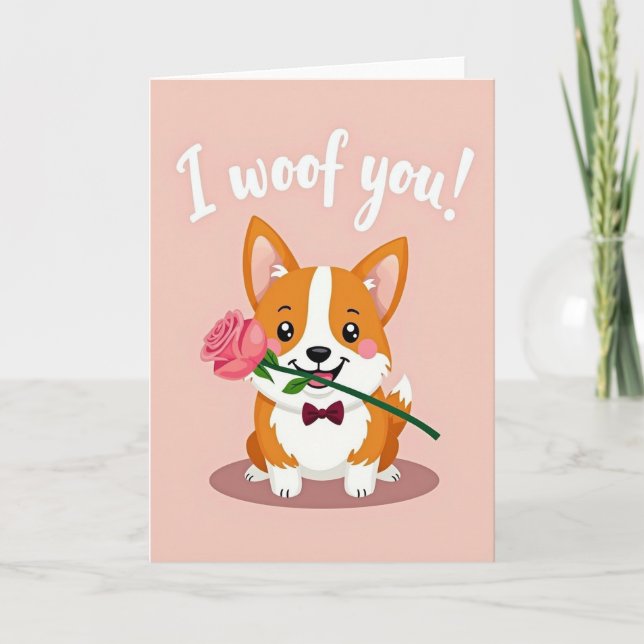Jag Voffar Dig Corgi Ros Kort (Framsida)