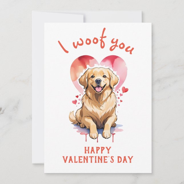Jag vuffar dig golden retriever hund valentine's d julkort (Framsida)
