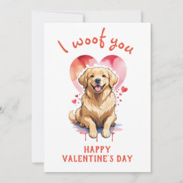 Jag vuffar dig golden retriever hund valentine's d julkort