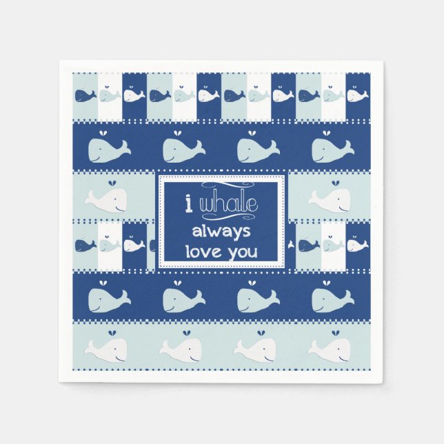 Jag Whale Alltid Kärlek You Napkins Pappersservett (Framsidan)