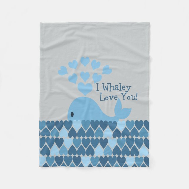 Jag Whaley Kärlek dig! Blå Fleecefilt (Framsidan)