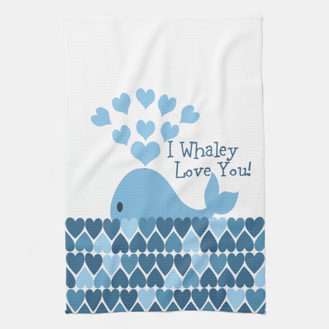 Jag Whaley Kärlek dig! Blå Kökshandduk (Vertikal)