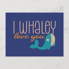 Jag Whaley Kärlek You Whale Pun Cute Valentine Day Vykort
