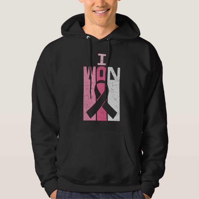 Jag Won Breast Cancer Awareness Warrior Survivor Hoodie (Framsida)