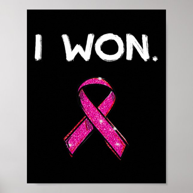Jag Won Survivors Breast Cancer Awareness Rosa Poster (Framsidan)