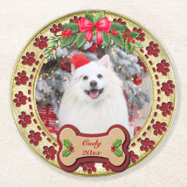 Jag Woof You A God jul Personlig Hund Gift Underlägg Papper Rund