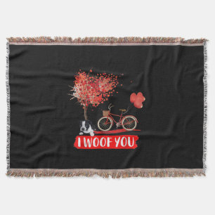 Jag Woof You. Boston Terrier Hund Valentine Gifts Filt