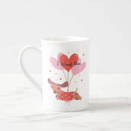 Jag Woof You Cute Dachshund Hund Red Heart-ballong Benporslin Mugg