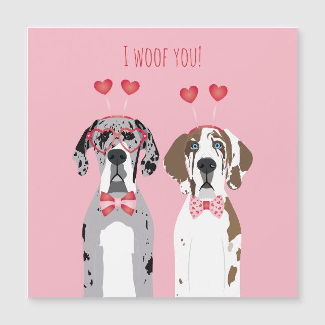 Jag Woof You Great dane Hundar Rosa Red (Framsida)