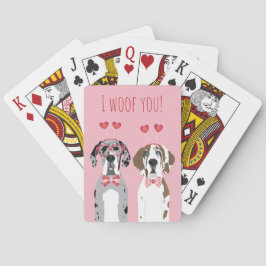Jag Woof You Great dane Hundar Rosa Red Casinokort
