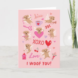 Jag Woof You Puppy Änglar Valentines day Helgkort