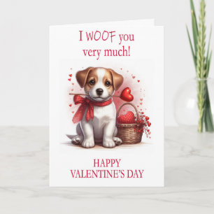Jag Woof You Valentine Day Puppy Hund Helgkort