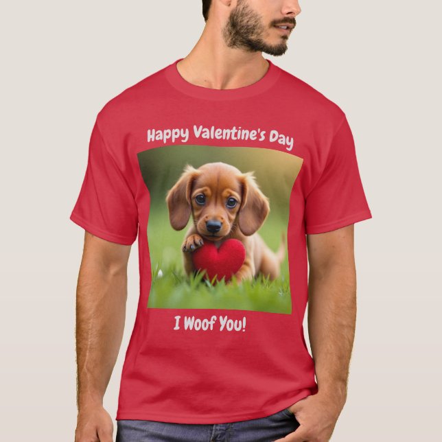 Jag Woof You Valentine Day T-Shirt (Framsida)