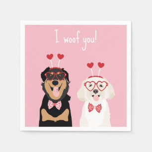 Jag Woof You Valentine Hund Rottweiler Maltipoo Pu Pappersservett