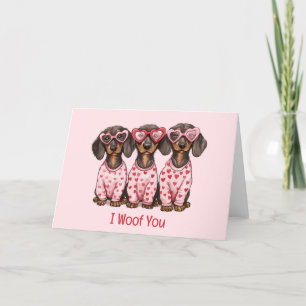 Jag Woof You Valentines day Dachshund Hundar Helgkort