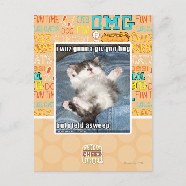 Jag wuz gunna giv yoo hug vykort (Framsida)