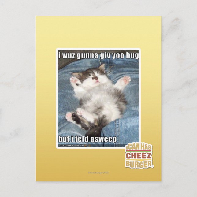 Jag wuz gunna giv yoo hug vykort (Framsida)