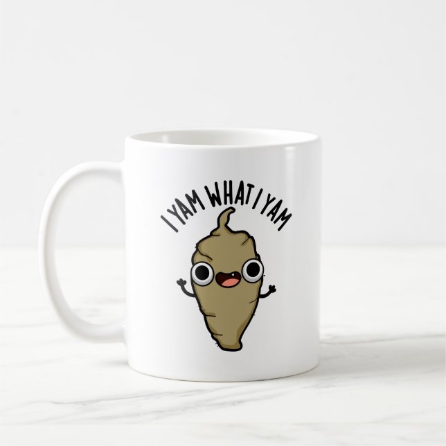 Jag Yam Jag Yam Funny Veggie Pun Kaffemugg (Vänster)
