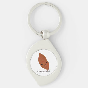 Jag Yam Sweet Cute kawaii Sweet Potato Swirl Silverfärgad Nyckelring