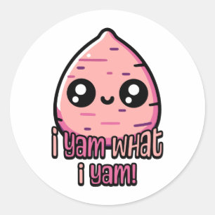 Jag Yam vad jag Yam! Cute Yam Pun Runt Klistermärke