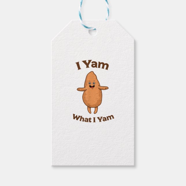Jag Yam vad jag Yam Dancing Sweet Potato Thanksgiv Presentetikett (Framsidan)