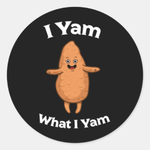 Jag Yam vad jag Yam Shirt - Dancing Sweet Potato T Runt Klistermärke