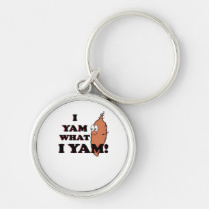 Jag Yam What I Yam - Classic Funny Meme Rund Silverfärgad Nyckelring