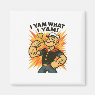 Jag Yam What I Yam Popeye Tecknad Quote Classic Magnet