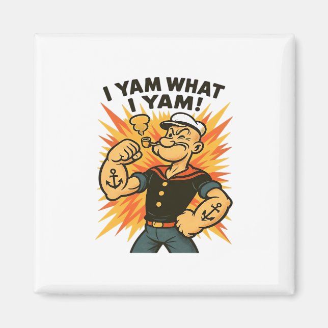 Jag Yam What I Yam Popeye Tecknad Quote Classic Magnet (Framsidan)